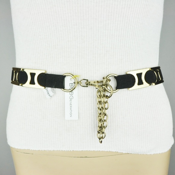 BCBGeneration Ladies size Large Belt Black White Skinny 1/" Faux Leather $38 New